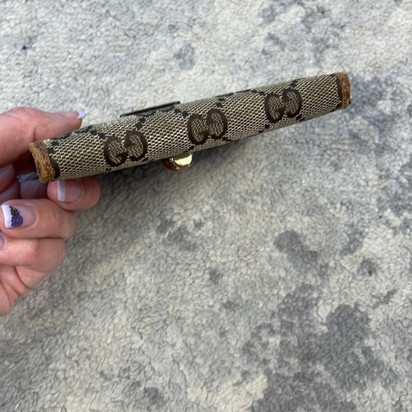 Vintage Gucci Monogram Bamboo French Wallet Brown GG Compact - Picture 8 of 17